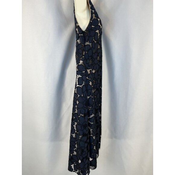 Zara Woman Navy Blue Lace V-Neck Midi Dress $98 - Picture 11 of 14